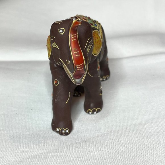 Vintage Elephant Figurine Japan Porcelain Brown Indian Elephant - Picture 5 of 6